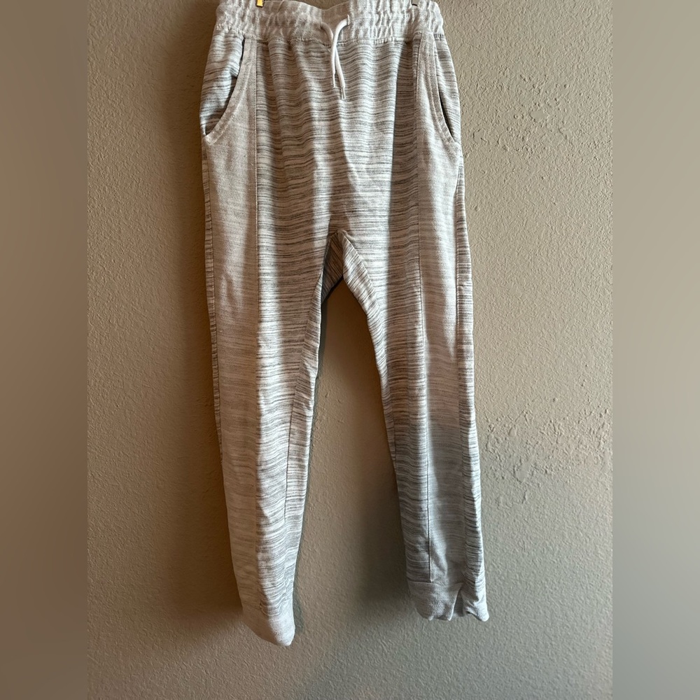 art class gray and white striped jogger sweats